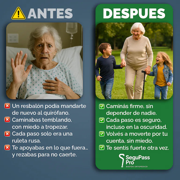 SEGUPASS PRO | Bastón Ortopédico Regulable Plegable con Linterna LED